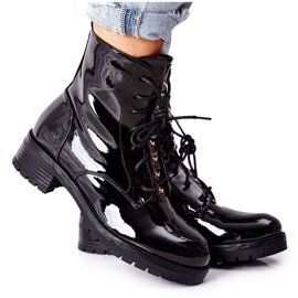 S.Barski Ženske čizme lakirane crne manijane crna