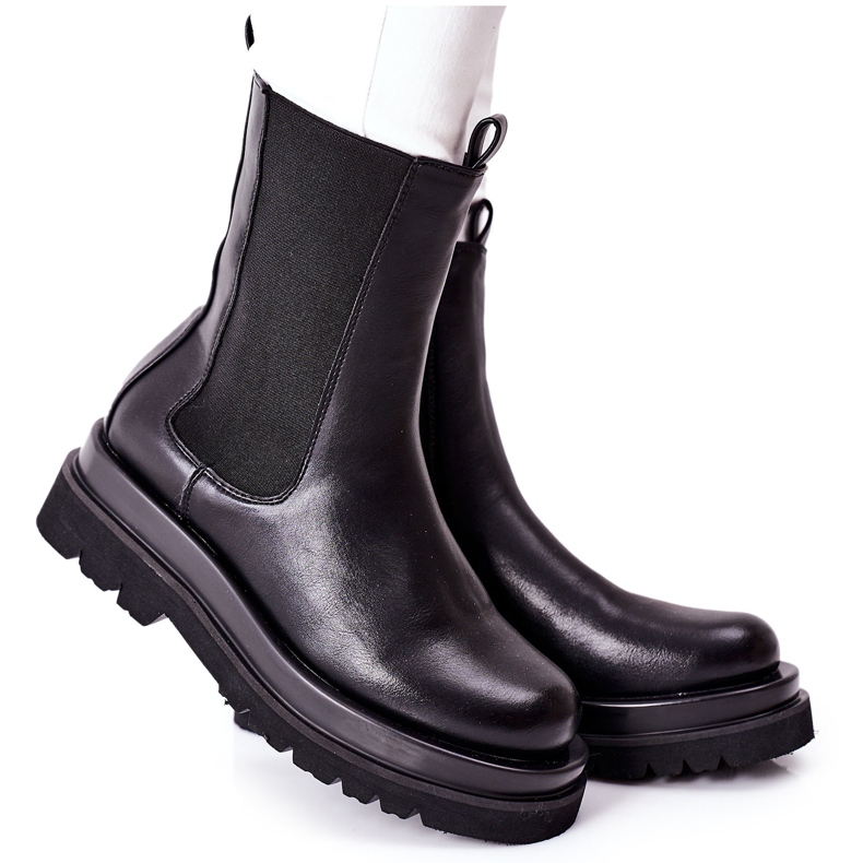 S.Barski Ženske visoke čizme Jodhpur Black Belive crno