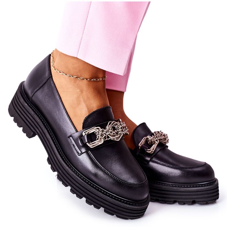 Ženske natikače Kožne natikače crne Laura Messi 2383 crno