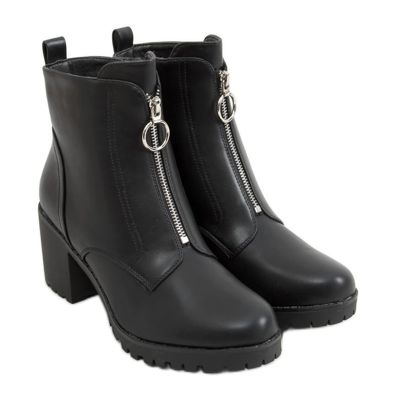 Crne čizme na visoku petu BH-50 Black Pu crno