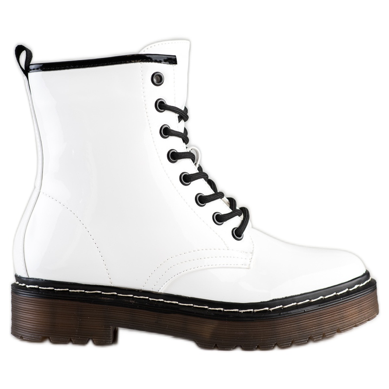 SHELOVET Bijele radničke čizme s krznom bijela