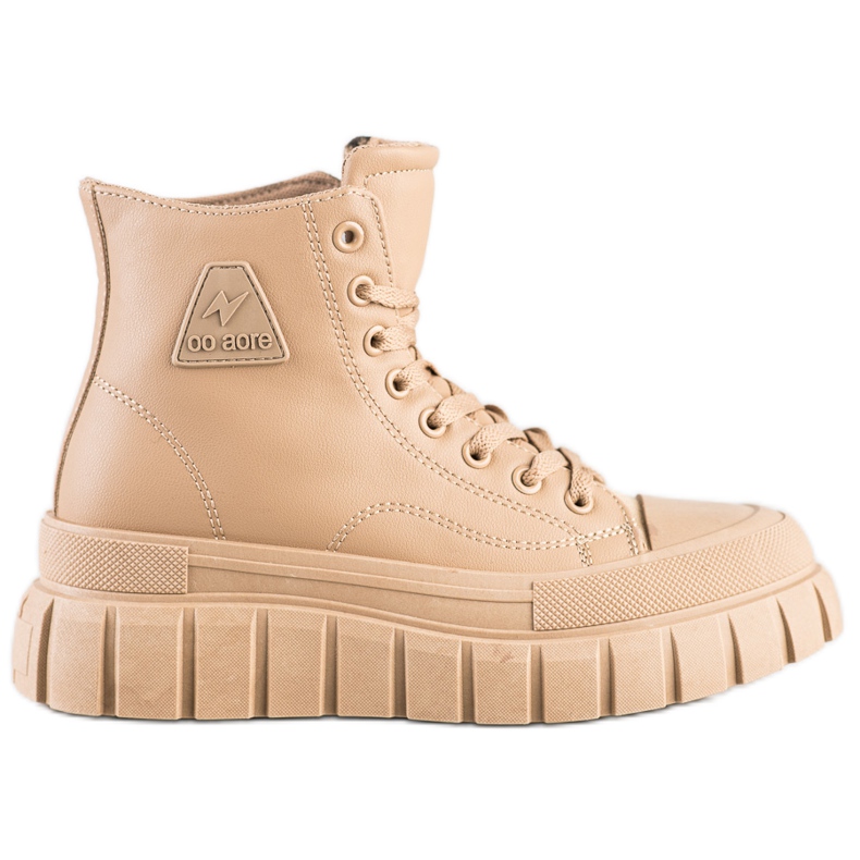 SHELOVET Tenisice s eko kožom na platformi bež