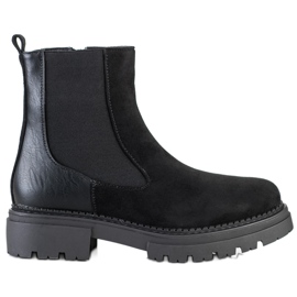 Evento Gležnjače s platformom od brušene kože crna