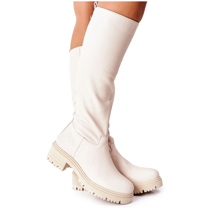 Kožne čizme bež Nicole 2685