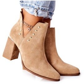 Lewski Shoes Ženske čizme od antilopa s izrezima Lewski Bež pijesak 3075 smeđa