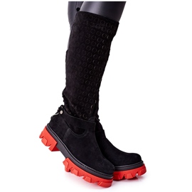 Lewski Shoes Ženske kožne čizme Lewski Crna antilop 2866 crno