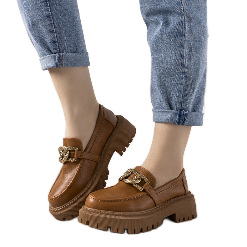 Natikače s devicama na visokom potplatu Emila smeđa