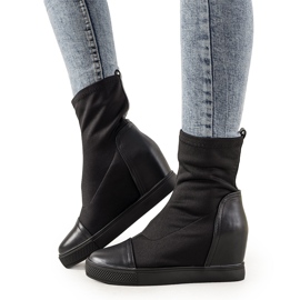 Crne elastične tenisice na klin Partida crna