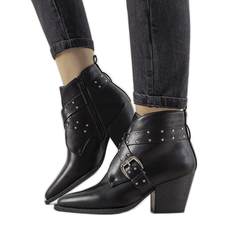 Crne čizme Jodhpur s kopčom i Rubio klinovima crno