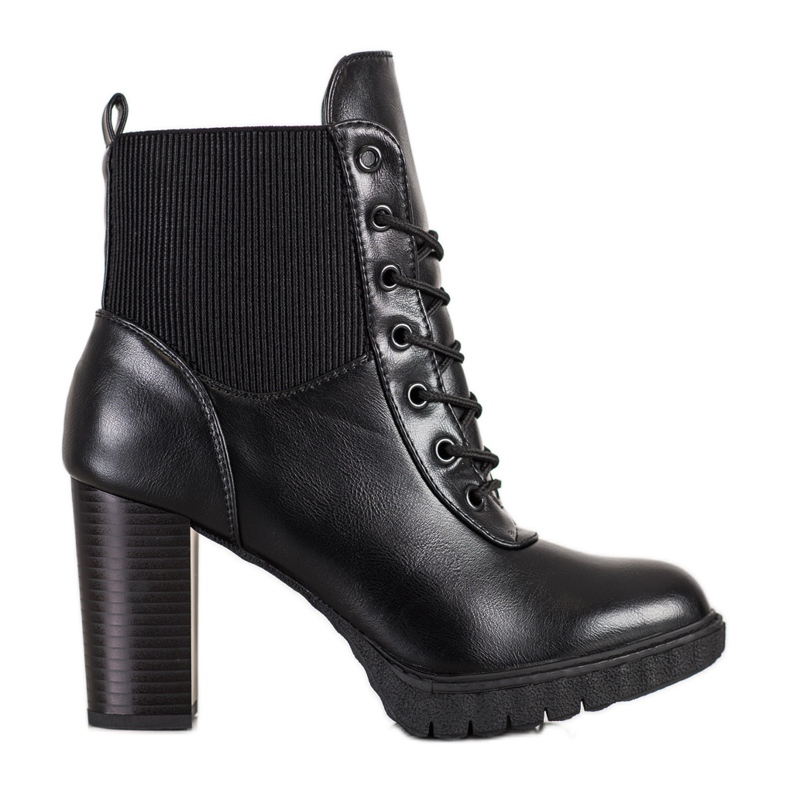 Super Mode Crne čizme na vezanje na štikle crno