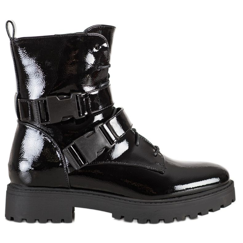 Bestelle Lakirani radnici s kopčama crno