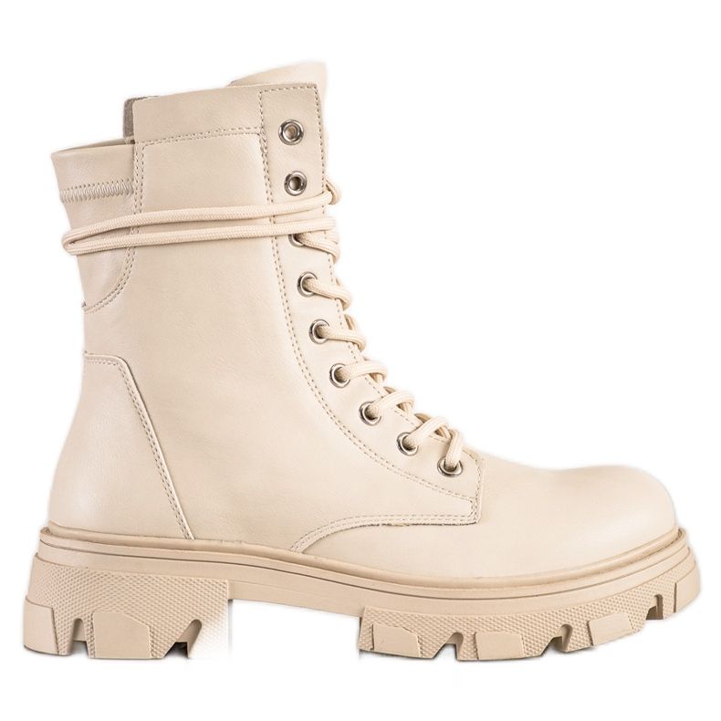 Bestelle Radnici na vezanje s eko kožom bež