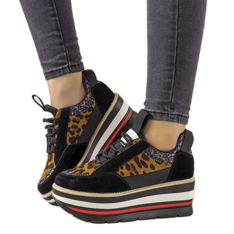 Crne tenisice s visokim Debbi potplatima smeđa crno