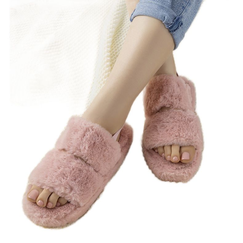 Ružičaste ženske papuče s elastičnom trakom i krznom Rosales ružičasta