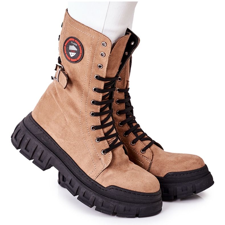 NAVY DOT Ženske čizme Trappers Workers Brown Monope smeđa