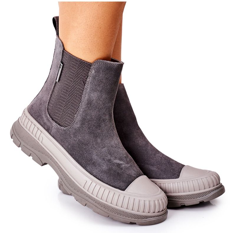 Ženske čizme Chelsea čizme Kožna antilop Big Star II274353 Siva