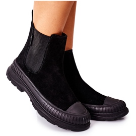 Ženske čizme Chelsea čizme Kožna antilop Big Star II274354 Crna