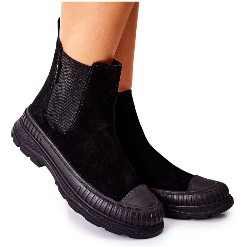 Ženske čizme Chelsea čizme Kožna antilop Big Star II274354 Crna crno