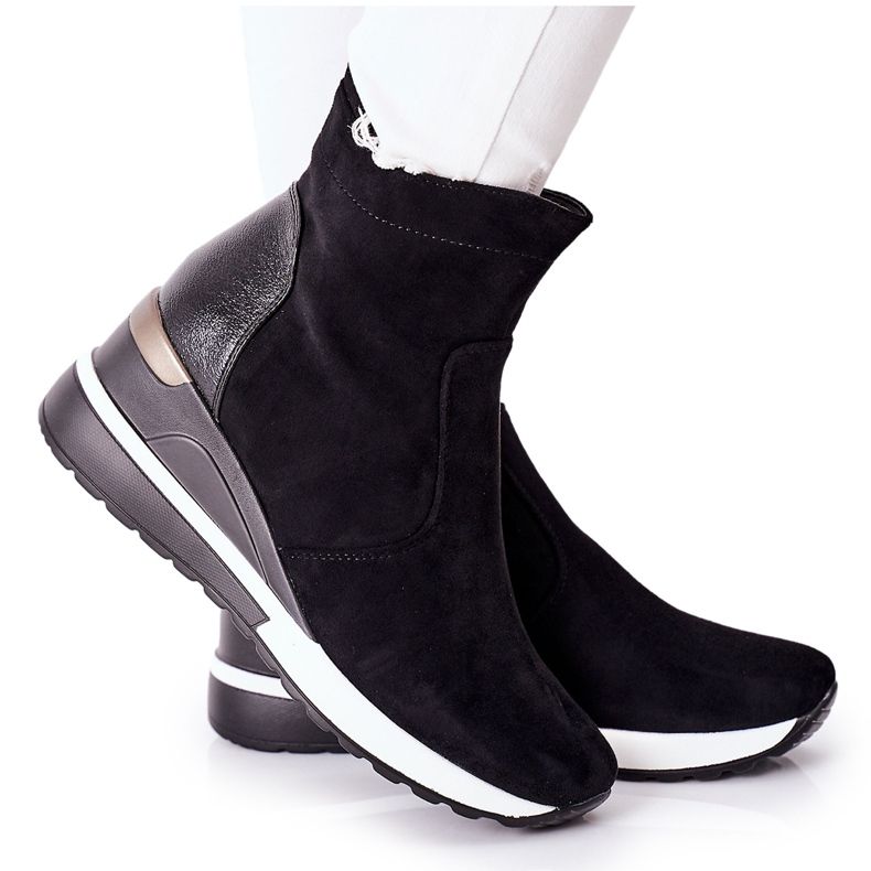 Vinceza Ženske čizme na klin Black Greenfort crno