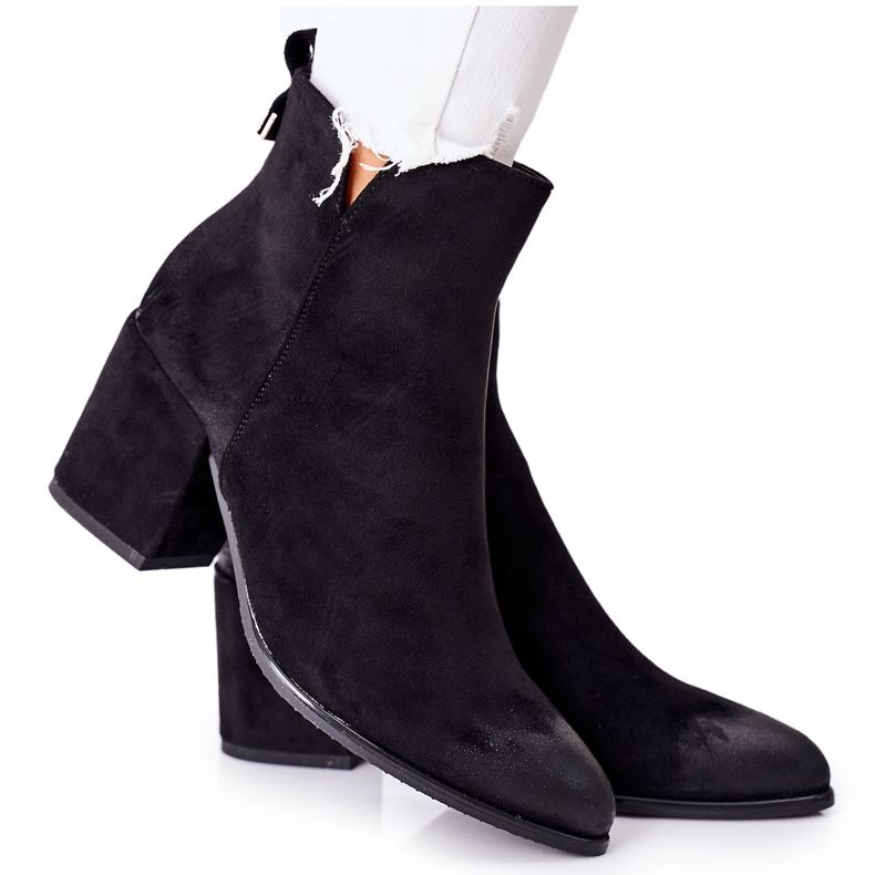 Vinceza Ženske čizme na petu, antilop, crni Carrick crno