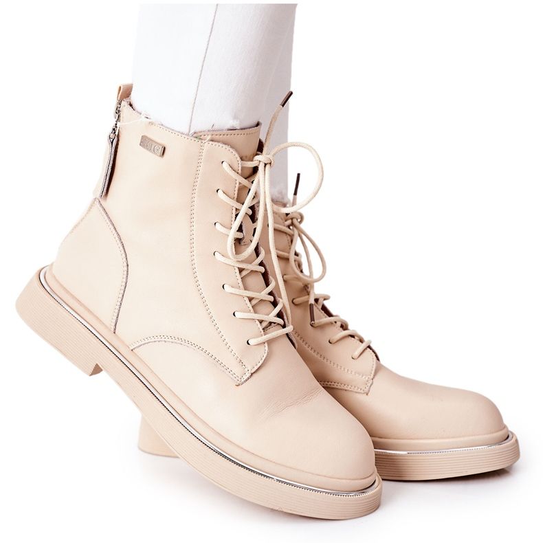 Ženske kožne čizme GOE II2N4015 Bež