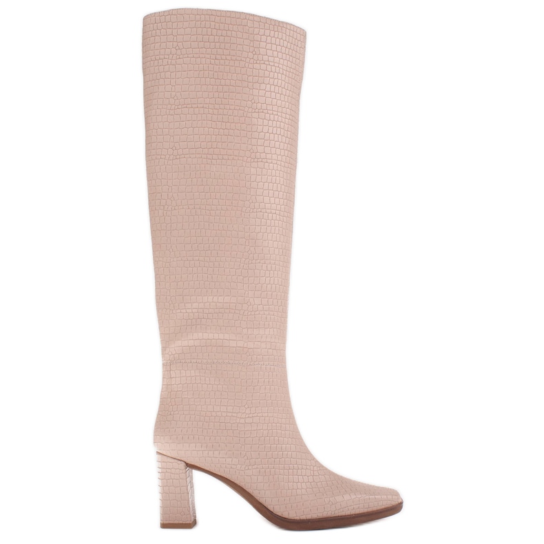 Marco Shoes Čizme s visokim potpeticama s pravilnim gornjim dijelom bež