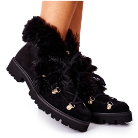 Ženske velur kožne čizme Nicole Black 2680/028 crna