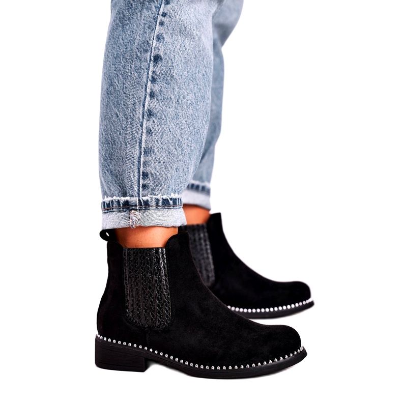 Ženske čizme Jodhpur čizme Suede Black Meagan crno