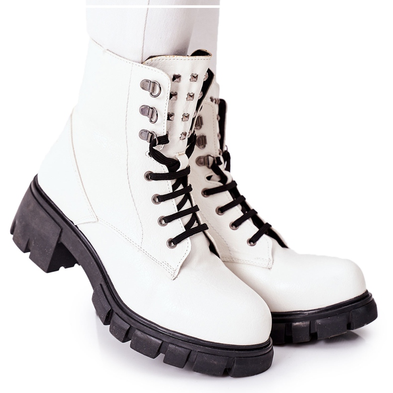 NAVY DOT Ženske čizme Trapers Glany White Clethra bijela