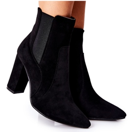 PG1 Ženske čizme od antilopa na petu crni Kastren crna