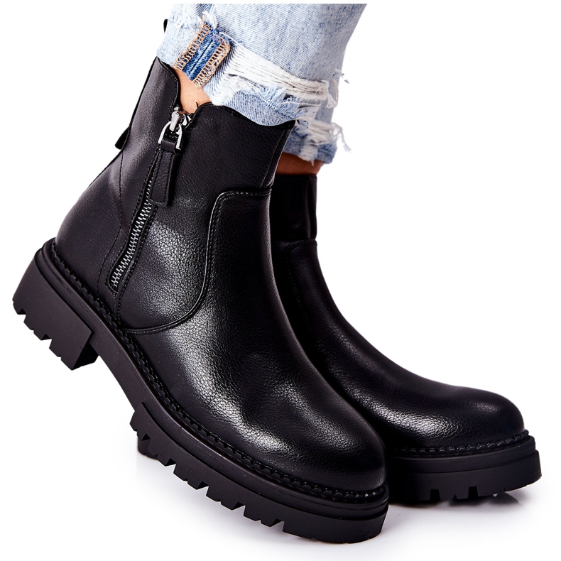 PE1 Crne čizme Silvan s patentnim zatvaračima crno