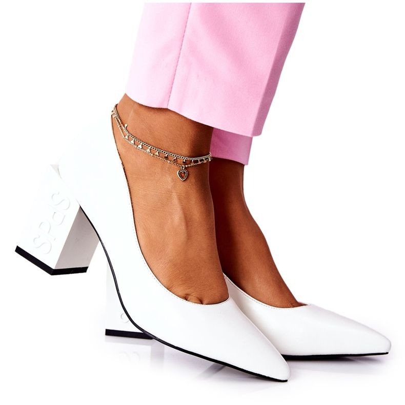 S.Barski Kožne pumpe na bijelom Cherith baru bijela