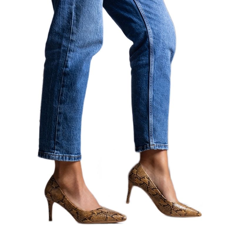 Camel pumpe po uzorku zmijske kože Nickle smeđa