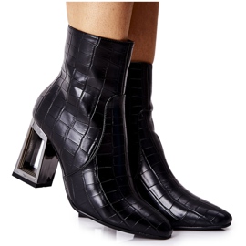 S.Barski Ženske crne čizme krokodilska koža Milo crna