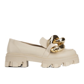 Mokasine bež boje s debelim lancem Larisa