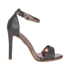 Grafitne sandale na precious štikli crna višebojan