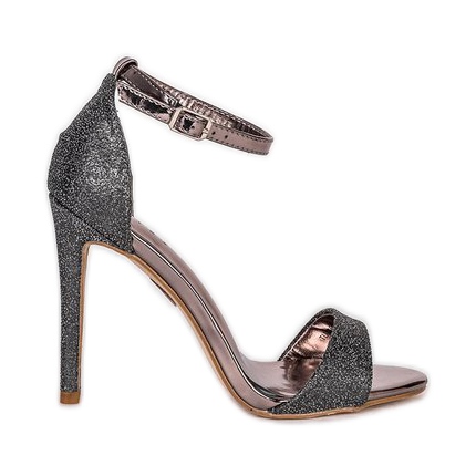 Grafitne sandale na precious štikli crno raznobojna