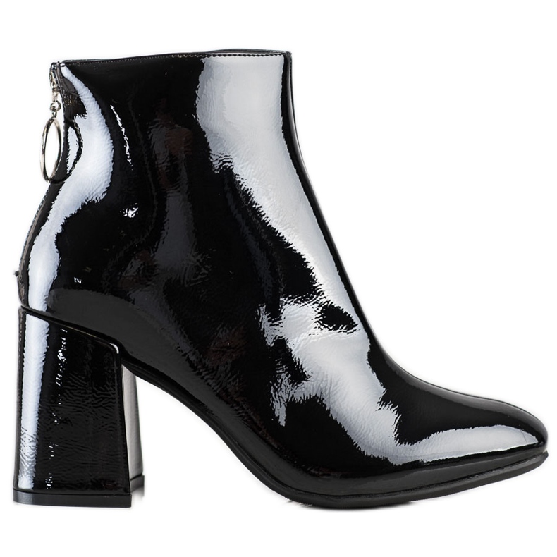 Lucky Shoes Lakirane čizme na stupu crno