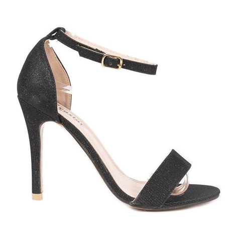 Crne sandale na štikli Silver Night crno