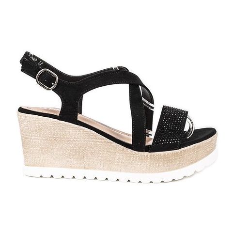 Sandale sa crnim klinom na klin crno