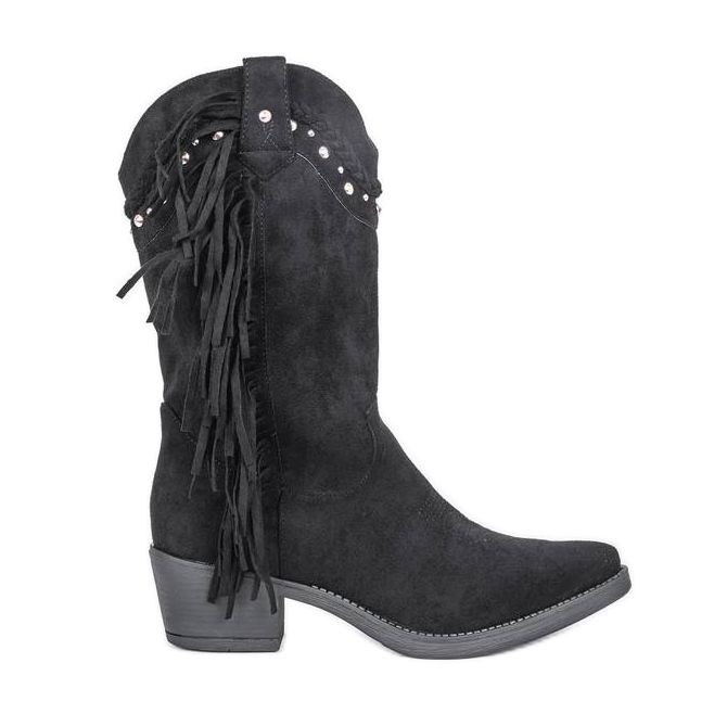 Crne visoke kaubojske čizme s mlaznicama Djeteline crno