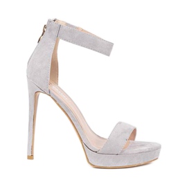 Sive sandale na visoku petu Be My Baby ružičasta