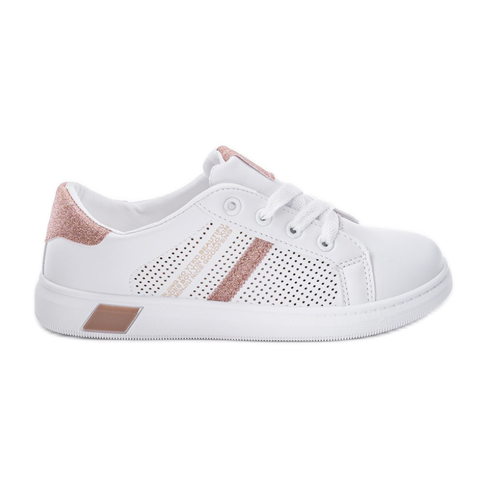 Betsyne ružičaste sjajne bijele trenerke bijela ružičasta