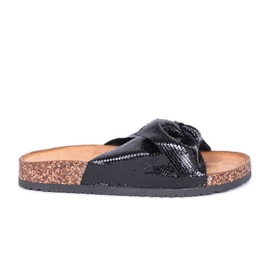 Sjajne crne Cher papuče crna