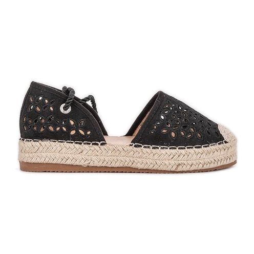 Crne ažurne espadrile Peekaboo crno