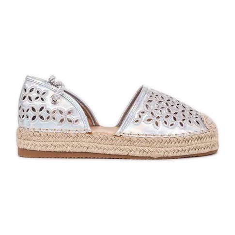 Peekaboo ažurne srebrne espadrile srebro siva