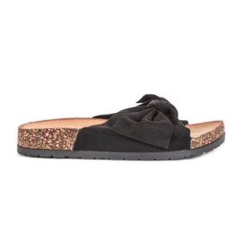 Crne papuče sa sunčanom mašnom crna