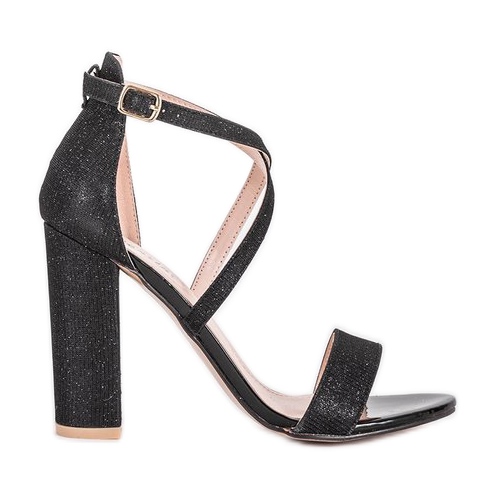 Crne sandale na stupu Silver Dust crno