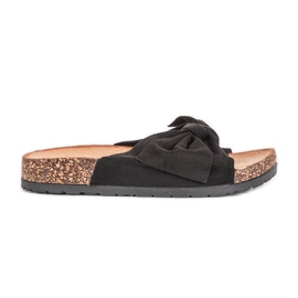 Crne papuče sa sunčanom mašnom crno