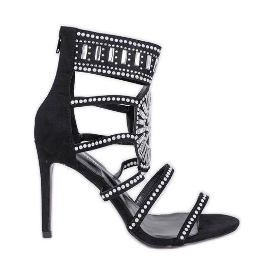 Crne sandale na štikli od Tishe crno